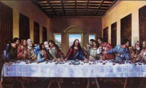 REPRODUCCIÓN DE «LA ÚLTIMA CENA» DE LEONARDO DA VINCI. ESTE ES EL ÓLEO MAS DIFÍCIL QUE HE PINTADO EN MI VIDA. TARDÉ UN AÑO. LAS REPRODUCCIONES DE PINTORES FAMOSOS SON TREMENDAMENTE COMPLICADAS. ES LIENZO DE GRANDES DIMENSIONES. ENCARGO