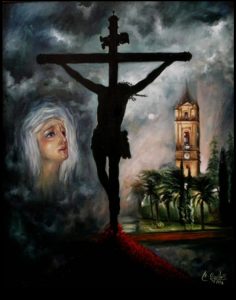 COMPOSICIÓN DE IMÁGENES CON LA TORRE DE LA ASUNCIÓN. FUÉ PORTADA DEL DISCO DE MARCHAS DE SEMANA SANTA QUE GRABÓ HACE AÑOS LA BANDA DE MÚSICA DE CABRA.